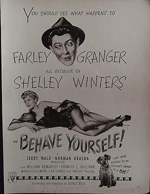 Image du vendeur pour Behave Yourself Trade Print Ad 1951 Farley Granger, Shelley Winters, William Demarest, mis en vente par AcornBooksNH