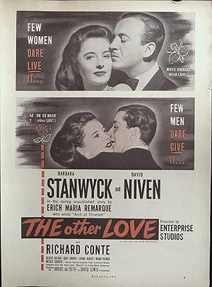 Seller image for The Other Love Trade Print Ad 1947 Barbara Stanwyck, David Niven, Richard Conte for sale by AcornBooksNH