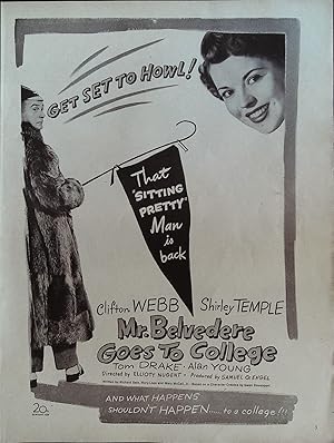 Imagen del vendedor de Mr. Belvedere Goes to College Trade Print Ad 1949 Clifton Webb, Shirley Temple, Tom Drake a la venta por AcornBooksNH