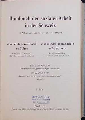 Bild des Verkufers fr Handbuch der sozialen Arbeit in der Schweiz. I. Band. 3. Auflage. zum Verkauf von Antiquariat Bookfarm