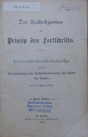 Seller image for Der Katholizismus als Prinzip des Fortschritts. Ed. 2. for sale by Antiquariat Bookfarm
