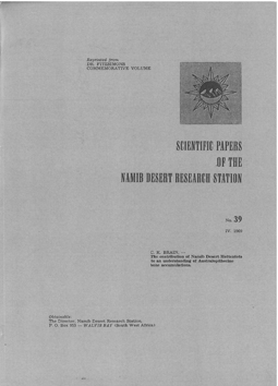 Scientific Papers of the Namib Desert Research Station. No. 39.