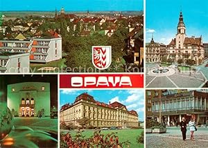 Postkarte Carte Postale 73789219 Opava Troppau CZ Stadtpanorama Platz Theater Café Opera