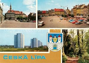 Postkarte Carte Postale 73791352 Ceska Lipa Boehmisch Leipa CZ Rathausplaz Hochhaeuser Waldpartie