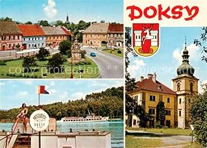 Postkarte Carte Postale 73791353 Doksy Hirschberg See CZ Ortsansicht Kirche Pristaviste Doksy Plaz