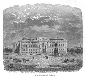 THE MICHAILOFF PALACE IN ST PETERSBURG RUSSIA,1887 Wood Engraved Historical Print