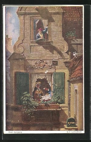 Bild des Verkufers fr Knstler-Ansichtskarte Carl Spitzweg: Der Liebesbrief zum Verkauf von Bartko-Reher