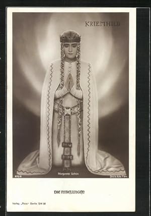 Bild des Verkufers fr Ansichtskarte Kriemhild, die Schauspielerin Margarete Schn kniend in ihrer Rolle im Gebet versunken, Die Nibelungen zum Verkauf von Bartko-Reher