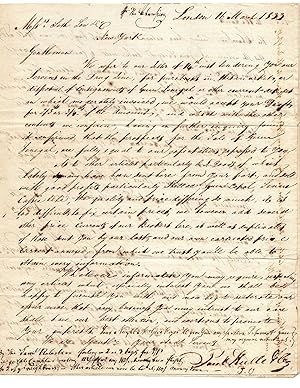 Autograph Letter Signed, 1833, to Seth Low & Co. from Jacob Hulle & Co., on Verso of Commodity Pr...