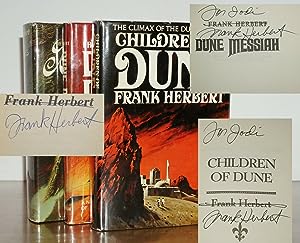 Seller image for DUNE TRILOGY, DUNE, DUNE MESSIAH, CHILDREN OF DUNE, (SIGNED BOOK CLUB EDITIONS) for sale by Meier And Sons Rare Books
