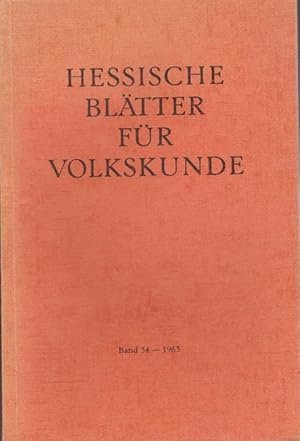 Immagine del venditore per Hessische Bltter fr Volkskunde. Band 54. venduto da La Librera, Iberoamerikan. Buchhandlung