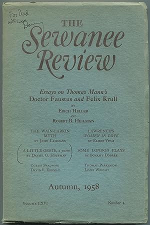 Bild des Verkufers fr The Sewanee Review - Volume LXVI, Number 4, October-December, 1958 zum Verkauf von Between the Covers-Rare Books, Inc. ABAA