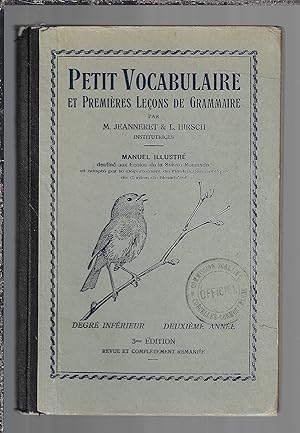 Bild des Verkufers fr Petit vocabulaire et premires leons de grammaire zum Verkauf von Bouquinerie Le Fouineur