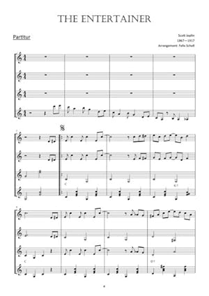 Bild des Verkufers fr The Entertainer (Scott Joplin), 2 Teile : Arrangement fr 4 Gitarren zum Verkauf von Smartbuy