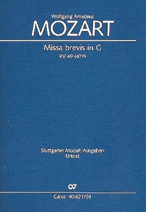 Bild des Verkufers fr Missa brevis in G (Klavierauszug) : KV 49 (47d), 1768 zum Verkauf von Smartbuy