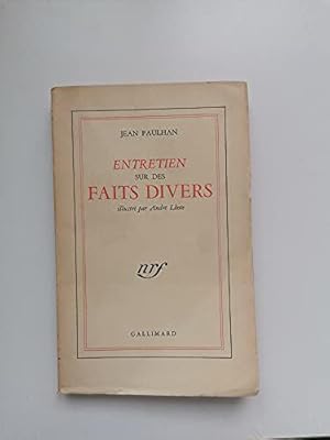 Bild des Verkufers fr Entretien sur des faits divers zum Verkauf von JLG_livres anciens et modernes