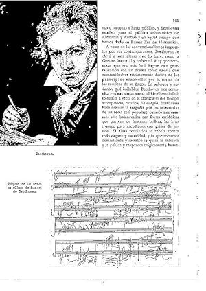 Seller image for LAMINA 28272: Beethoven y pagina de la sonata Claro de Luna for sale by EL BOLETIN