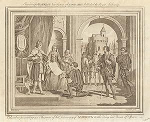 Columbus presenting an account of his discovery of America to the King and Queen of Spain