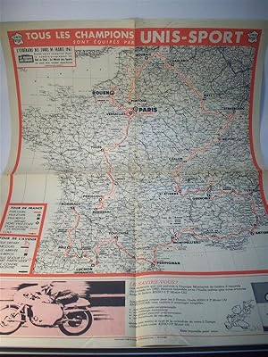 Bild des Verkufers fr Litineraire des Tours de France 1961 (Karte zur Tour de France 1961) zum Verkauf von Adalbert Gregor Schmidt