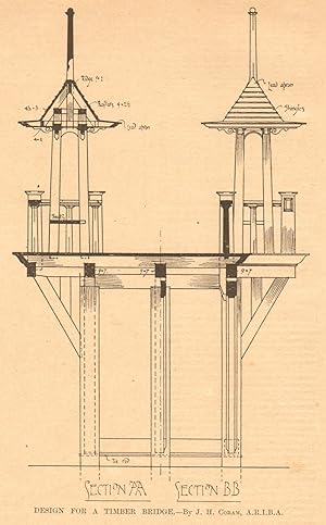 Imagen del vendedor de Design for a timber bridge by J.H. Coram, A.R.I.B.A. a la venta por Antiqua Print Gallery