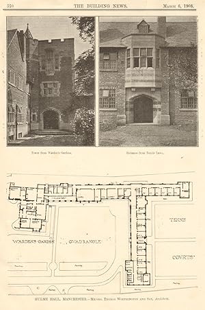 Hulme Hall, Manchester. - Messrs. Thomas Worthington and Son, Architects - Tower from Warden's ga...