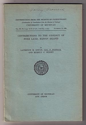 Bild des Verkufers fr Contributions to the Geology of Foxe Land, Baffin Island zum Verkauf von CARDINAL BOOKS  ~~  ABAC/ILAB