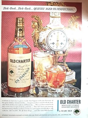 Image du vendeur pour Advertisement: for Old Charter, Kentucky's Finest." Tick-Tock.tick-Tock.quietly Aged to Perfection" Harpers Celebrates 200 Years - 1850 to 1950 mis en vente par Hammonds Antiques & Books