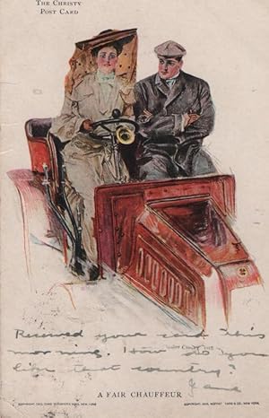 Bild des Verkufers fr lady driver postcard: The Fair Chauffeur zum Verkauf von Mobyville