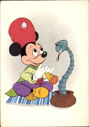 Künstler Ansichtskarte / Postkarte Micky Maus, Walt Disney, Schlangenbeschwörer