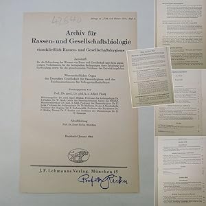 Verlags-Werbebroschüre für: Archiv für Rassen- und Gesellschaftsbiologie einschließlich Rassen-un...