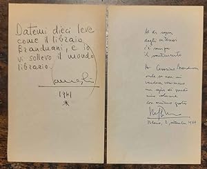 Due foglietti manoscritti con simpatico riferimento alle sue doti inviate a Cesarino Branduani