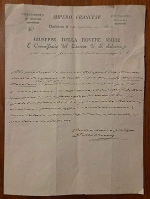 Impero Francese, Dipartimento di Marengo, Circondario di Casale. Il Commissario del Cantone di S....