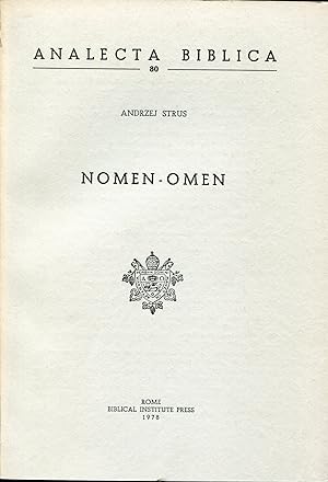Imagen del vendedor de Nomen - omen, la stylistique sonore des noms propres dans le Pentateuque a la venta por Studio Bibliografico Viborada