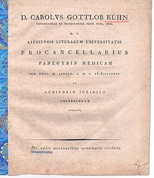 Bild des Verkufers fr De salis acetosellae venenata virtute. Promotionsankndigung von Heinrich Adolph Ferdinand Stroefer aus Knauthain. zum Verkauf von Wissenschaftliches Antiquariat Kln Dr. Sebastian Peters UG