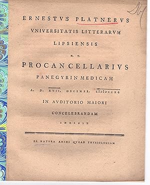 Bild des Verkufers fr De Natura Animi Quoad Physiologiam. Promotionsankndigung von Karl August Andree aus Dresden. zum Verkauf von Wissenschaftliches Antiquariat Kln Dr. Sebastian Peters UG