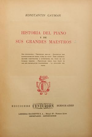 HISTORIA DEL PIANO Y DE SUS GRANDES MAESTROS.