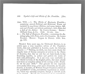 Seller image for The Works Of Benjamin Franklin Containing Several Political And Historical Tracts / The Life Of Benjamin Franklin Containing The Autobiography, Book Review for sale by Legacy Books II