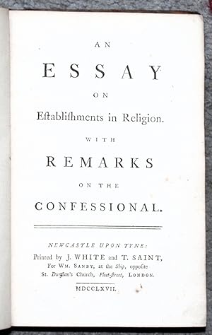 Seller image for Tracts and Sermons comprising [Mr Rotherham] "An Essay on Establishments in Religion. With Remarks on the Confessional" 148pp; James Ibbetson "A Plea for the Subscription of the Clergy to the Thirty-Nine Articles of Religion", 48pp; [Thomas Townson] "Doubts Concerning the Authenticity of the Last Publication of the Confessional and the Current Editions of Certain Books cited in it", 29pp; Benjamin Pye "Five Letters on several Subjects, Religious and Historical. In which The Injurious Complaints and Misrepresentations of the Popish Writers" 112pp; Nathaniel Forster "A Sermon Preached at the Visitation of the Rev.Dr. Moss" 40pp; and Thomas Weare "A Sermon Preached before the University of Oxford", 22pp for sale by Trafford Books PBFA