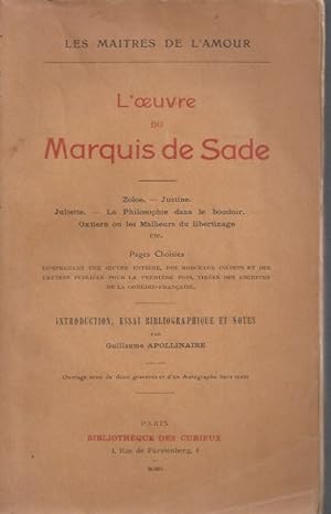 Seller image for L'Oeuvre du Marquis de Sade - Zolo - Justine - Juliette - La philosophie dans le boudoir - Oxtiern ou les Malheurs du libertinage etc. for sale by ART...on paper - 20th Century Art Books