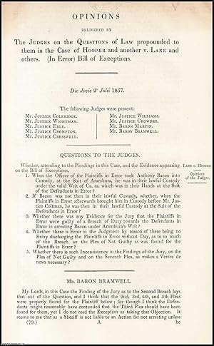 Imagen del vendedor de [Blue Book Report]. Opinions of the Judges in the Case of Hooper v. Lane. Published by HMSO 1857. a la venta por Cosmo Books