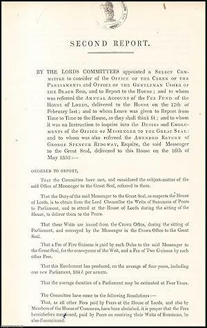 Imagen del vendedor de [Blue Book Report]. Second Report from the Select Committee on the Parliament Office and Office of the Gentleman Usher of the Black Rod. Published by HMSO 1852. a la venta por Cosmo Books