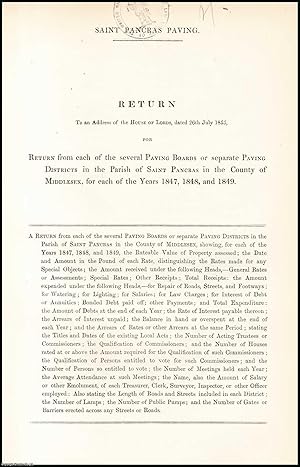 Imagen del vendedor de [Blue Book Report]. St. Pancras Paving; Returns from the Paving Boards, or Districts, in the Parish of St. Pancras for each of the Years 1847, 1848 and 1849. a la venta por Cosmo Books