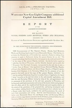 Bild des Verkufers fr [Blue Book Report]. Worcester New Gas-Light Company additional Capital and Amendment Bill. Report of the Commissioners of Her Majesty's Woods, Forests, Land Revenues, Works and Buildings; with Abstract and Index to Minutes of Evidence taken. Published by HMSO 1848. zum Verkauf von Cosmo Books