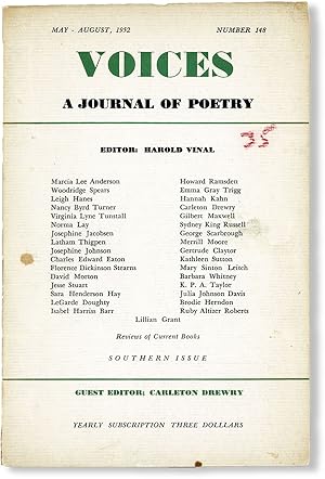 Bild des Verkufers fr Voices: a Journal of Poetry. Number 148 (May - August 1952). "Southern Issue" zum Verkauf von Lorne Bair Rare Books, ABAA