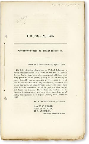 House.No. 205. Commonwealth of Massachusetts. House of Representatives, April 4, 1855 [Drop title...