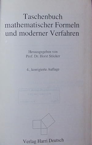 Bild des Verkufers fr Taschenbuch mathematischer Formeln und moderner Verfahren. zum Verkauf von Antiquariat Bookfarm