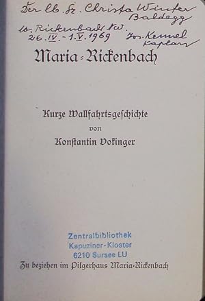 Bild des Verkufers fr Maria-Rickenbach. Kurze Wallfahrtsgeschichte. zum Verkauf von Antiquariat Bookfarm