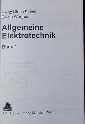 Bild des Verkufers fr Allgemeine Elektrotechnik. zum Verkauf von Antiquariat Bookfarm