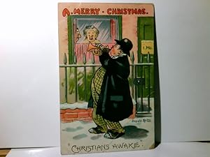Donald McGill. A Merry Christmas. Christmas awake. Alte Ansichtskarte / Postkarte / Scherzkarte f...