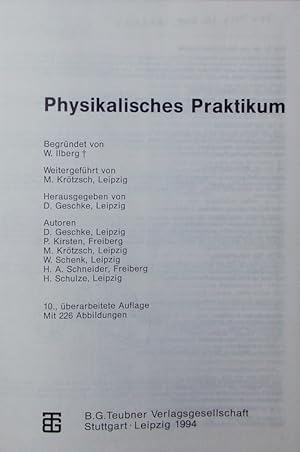 Bild des Verkufers fr Physikalisches Praktikum. zum Verkauf von Antiquariat Bookfarm